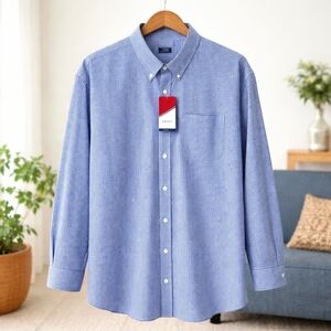 IZOD Men's 4XL Big & Tall Blue Check Button Down Shirt Cotton NWT